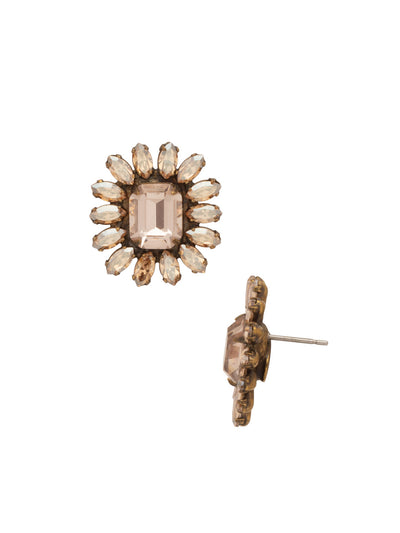 Botanical Post Earring - ECT20AGSBL - <p>These stunning flower earrings look like they could bloom forever with marquise cut crystal they are sure to liven up any look. From Sorrelli's Satin Blush collection in our Antique Gold-tone finish.</p>