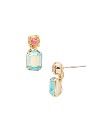 Crystal Octagon and Round Stud Earrings - ECW7BGCON - <p>We took a classic post earring and gave it that little bit of needed dimension! These earrings feature a sleek octagon attached to a round crystal post. They pair perfectly with our Crystal Octagon Classic necklace. From Sorrelli's Confetti  collection in our Bright Gold-tone finish.</p>