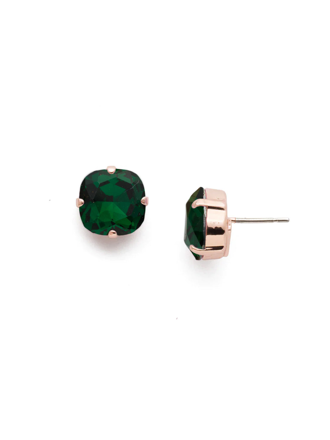 Halcyon Stud Earrings - EDH25RGEME - <p>A beautiful, luminous cushion-cut crystal in a classic four-pronged setting that's ideal for everyday wear. From Sorrelli's Emerald collection in our Rose Gold-tone finish.</p>