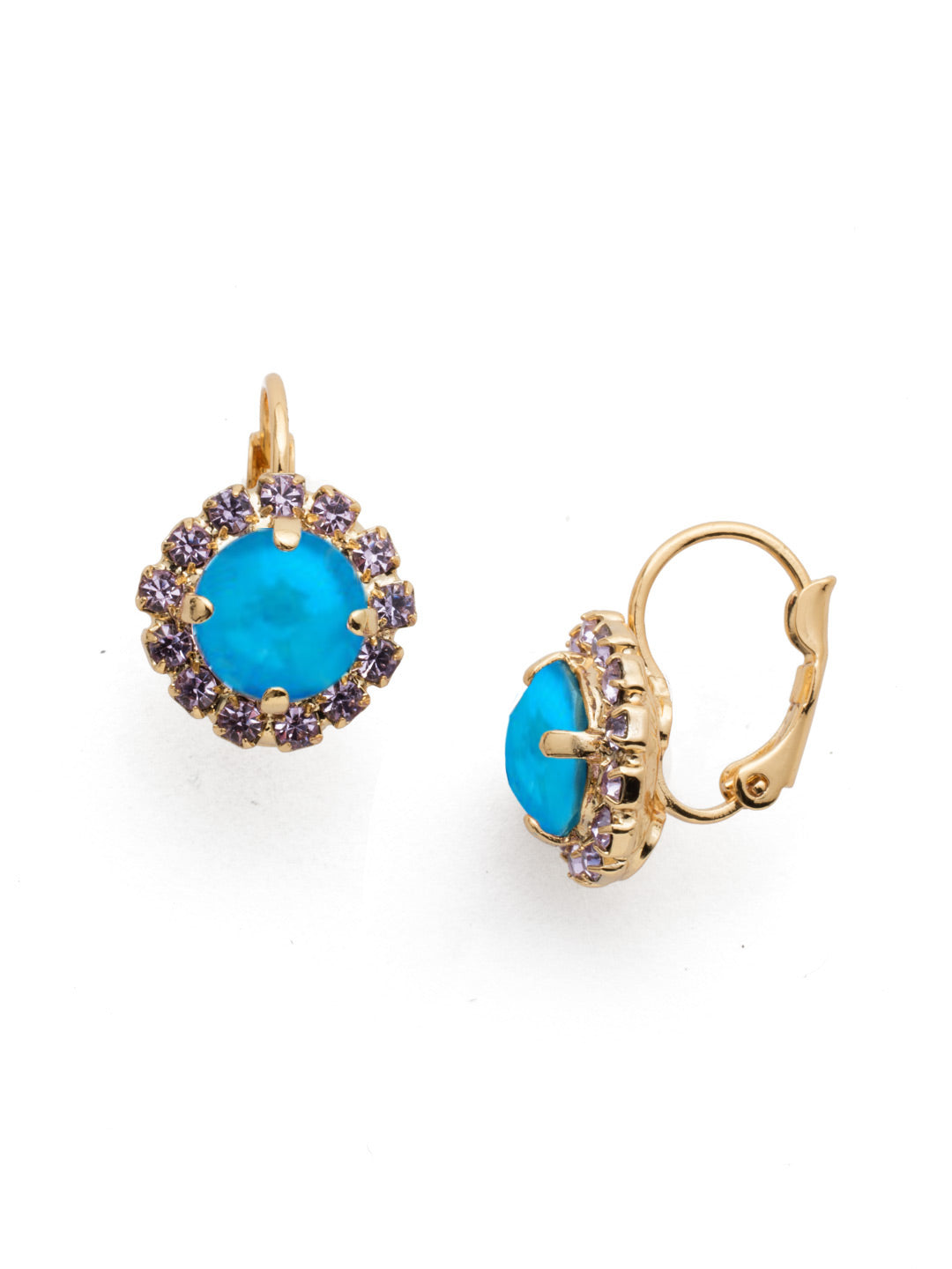 Haute Halo Dangle Earrings - EDL10BGBRC - <p>A central round crystal with an elegant halo of gems embodies elegance and style. From Sorrelli's Berry Crush collection in our Bright Gold-tone finish.</p>