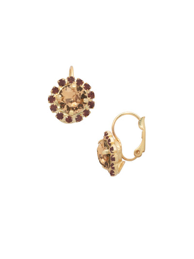 Haute Halo Dangle Earrings - EDL10BGMS - <p>A central round crystal with an elegant halo of gems embodies elegance and style. From Sorrelli's Maple Syrup collection in our Bright Gold-tone finish.</p>