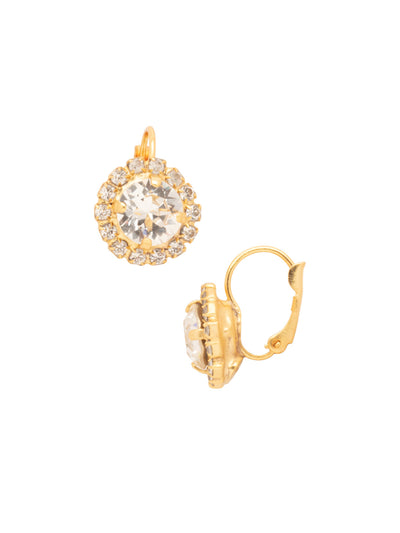 Haute Halo Dangle Earrings - EDL10MGCRY - <p>A central round crystal with an elegant halo of gems embodies elegance and style. From Sorrelli's Crystal collection in our Matte Gold-tone finish.</p>