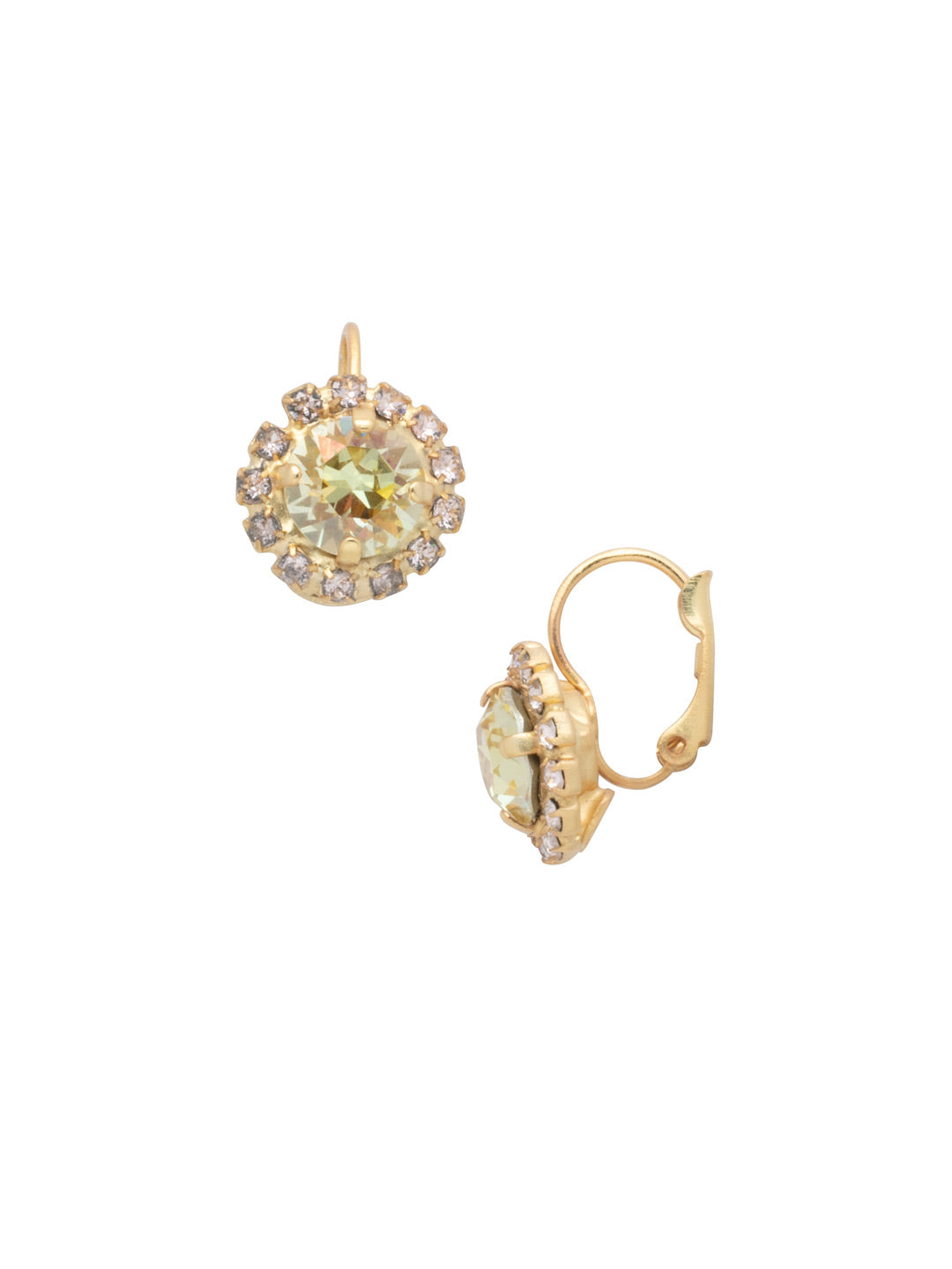 Haute Halo Dangle Earrings - EDL10MGGGO - <p>A central round crystal with an elegant halo of gems embodies elegance and style. From Sorrelli's Golden Goddess collection in our Matte Gold-tone finish.</p>