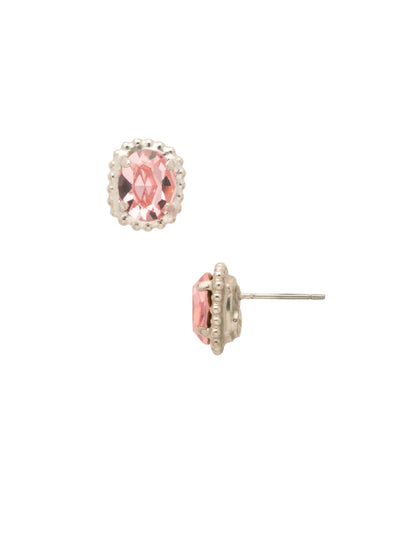 Oval-Cut Solitaire Stud Earrings - EDQ10PDMP - <p>These simple stud earrings feature a beautiful oval crystal surrounded by a decorative edged border. From Sorrelli's Misty Pink collection in our Palladium finish.</p>