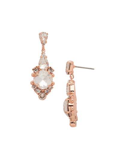 Alyssum Dangle Earrings - EDQ2RGCRY - <p>Designed with detail, a cushion cut crystal is surrounded by small rounds and metal findings. Two teardrop crystals complete this beautiful ear chandelier. From Sorrelli's Crystal collection in our Rose Gold-tone finish.</p>