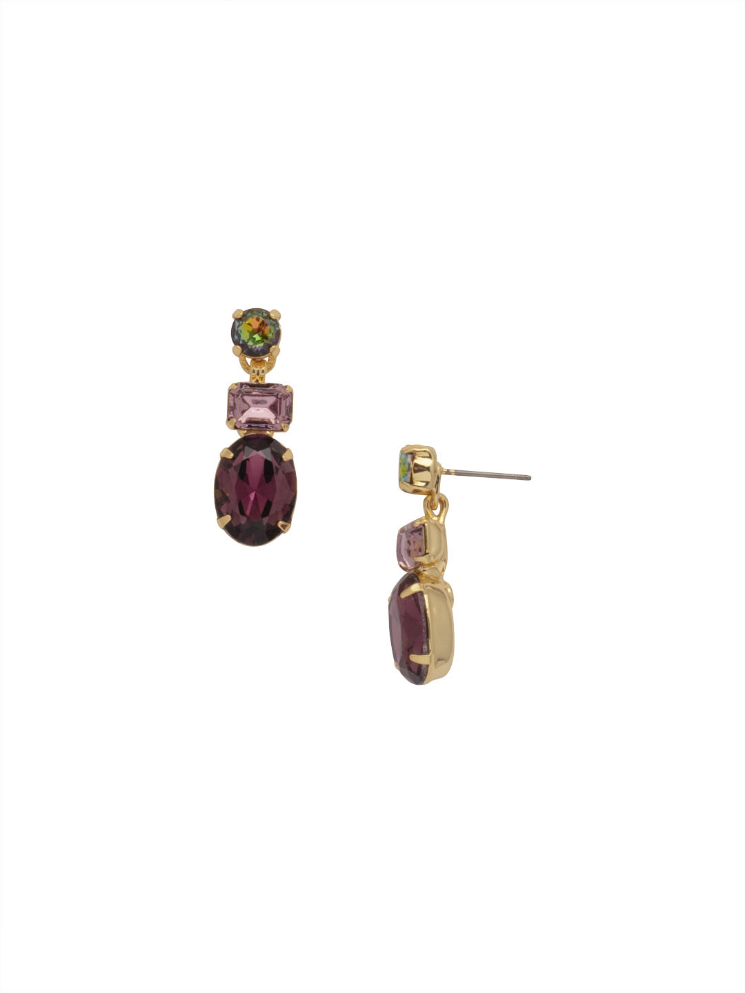 Forget-Me-Not Dangle Earring - EDQ6BGROP - <p>A central oval stone is highlighted by emerald and round cut crystals in this classic design. From Sorrelli's Royal Plum collection in our Bright Gold-tone finish.</p>