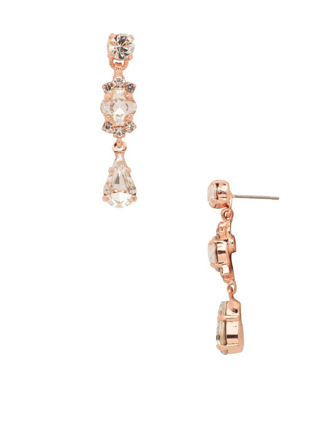 Saffron Dangle Earrings - EDS1RGCRY - <p>This demure earring boasts round, oval, teardrop and cushion cut crystals accented by a decorative chain. From Sorrelli's Crystal collection in our Rose Gold-tone finish.</p>