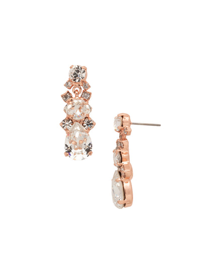 Iberis Dangle Earrings - EDS36RGCRY - <p>A dainty round and an X shaped stone cluster perch atop a beautiful pear shaped crystal. From Sorrelli's Crystal collection in our Rose Gold-tone finish.</p>