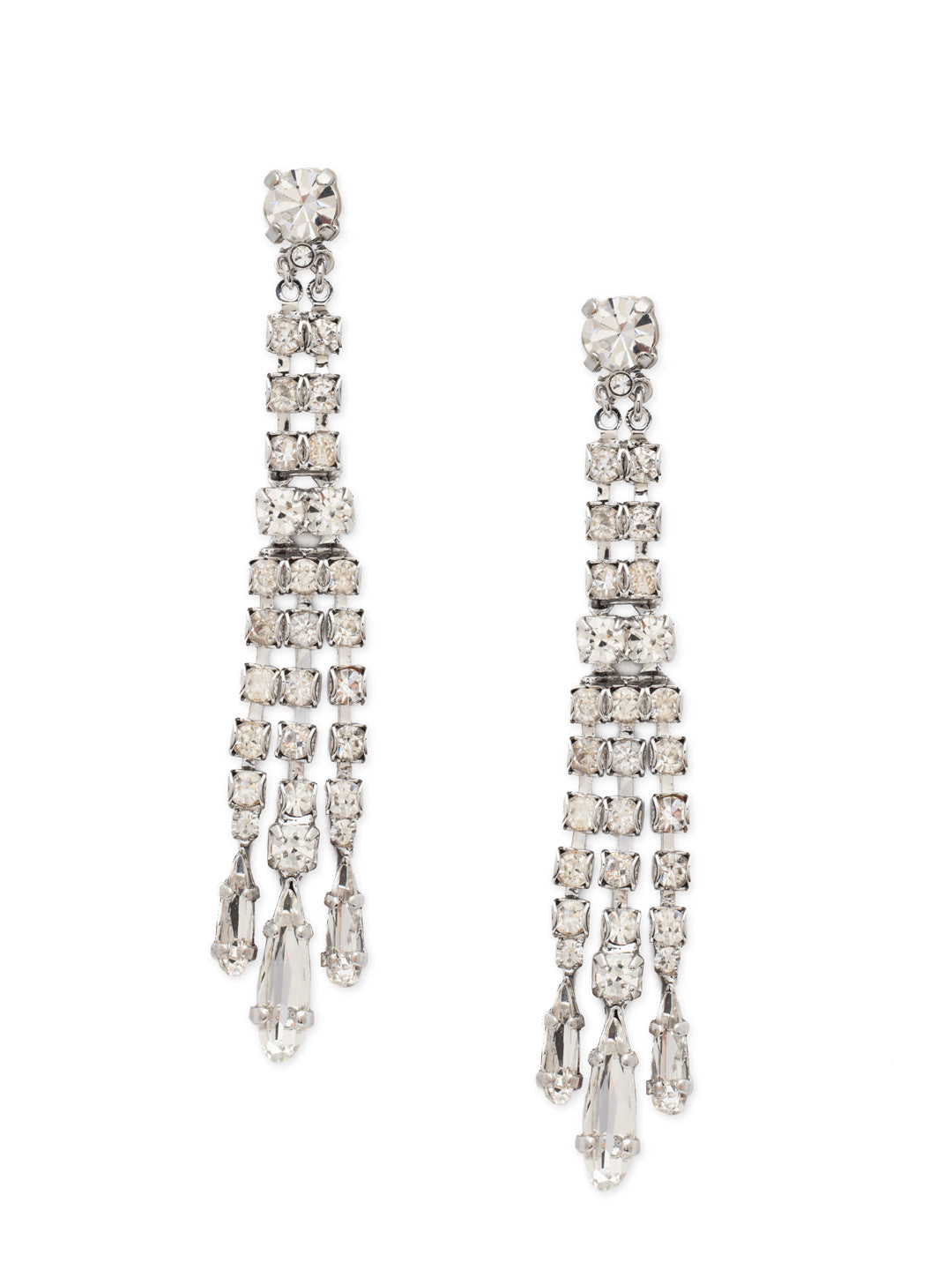 Angelica Dangle Earring - EDT11PDCRY - <p>Three rows of delicate round crystals are accented by three elongated navettes for a romantic, vintage feel. From Sorrelli's Crystal collection in our Palladium finish.</p>