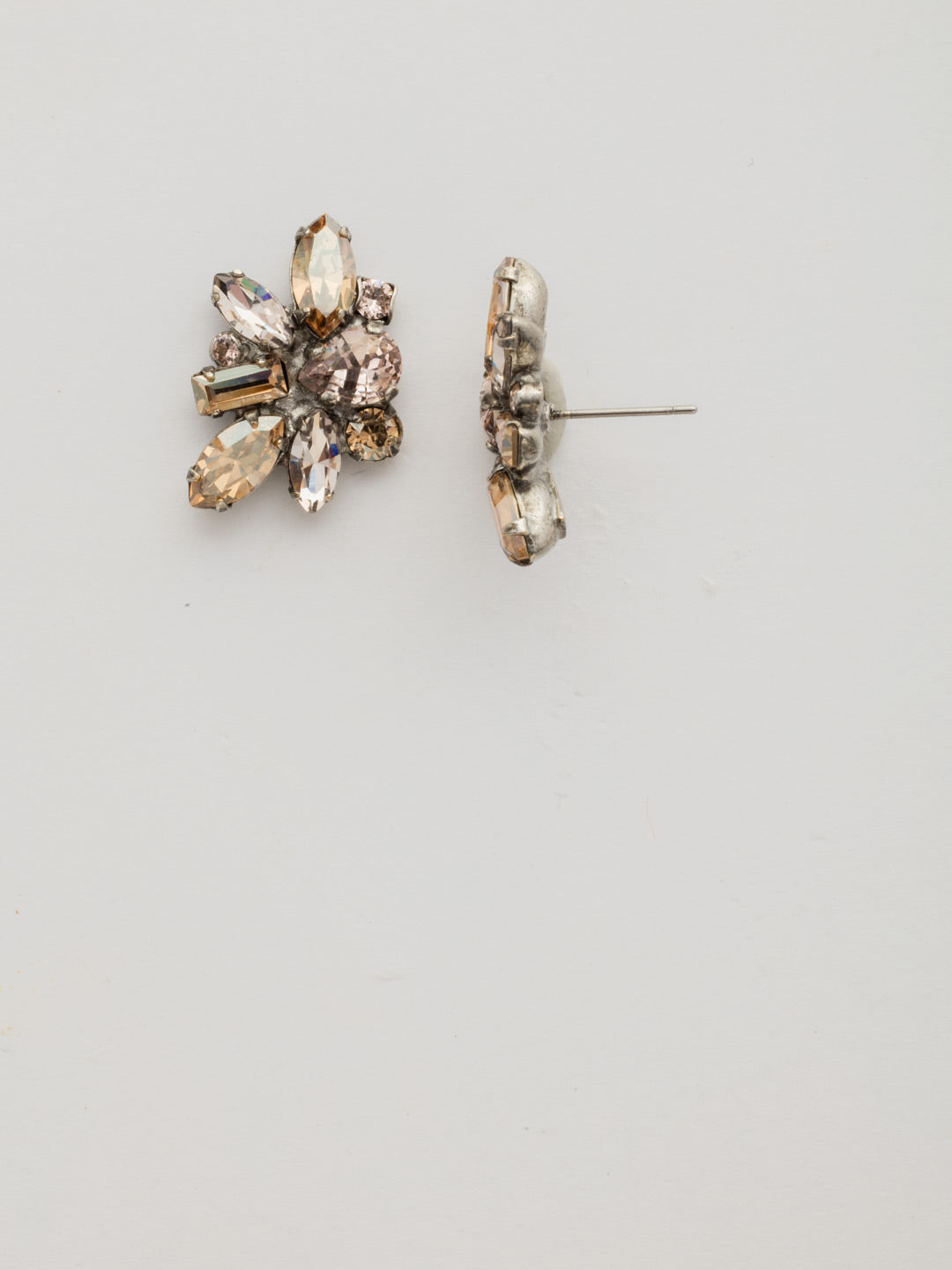 Muscari Stud Earring - EDT4ASNT - <p>A variety of geometric crystals form this modern asymmetric style. From Sorrelli's Neutral Territory collection in our Antique Silver-tone finish.</p>