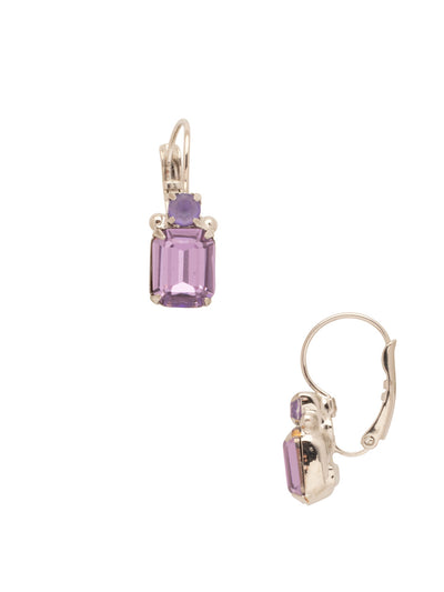 Octavia Studded Dangle Earrings - EEA7PDLCH - <p>The Octavia Studded Dangle Earrings combine simplistic beauty and sparkle, featuring a cushion emerald cut crystal and accented by a small round crystal above. From Sorrelli's Lilac Champagne collection in our Palladium finish.</p>