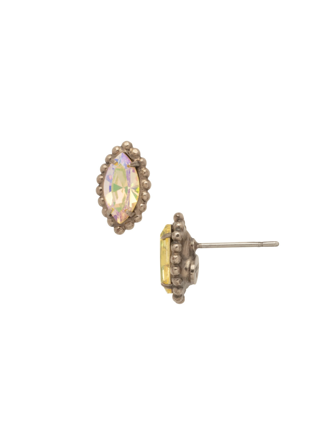 Lake Post Earring - EEH32ASLZ - <p>Navette cut crystal posts get a studded metallic surround for a classically edgy set of stunners. From Sorrelli's Lemon Zest collection in our Antique Silver-tone finish.</p>