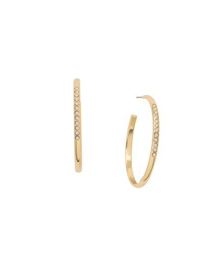 Bugsy Hoop Earrings - EEP56BGWO - <p>Quirky and fun, that's the Bugsy Hoop Earring. Veering from the traditional metal hoop, this pair features a fun row of sparking crystals spot-on center. From Sorrelli's White Opal collection in our Bright Gold-tone finish.</p>