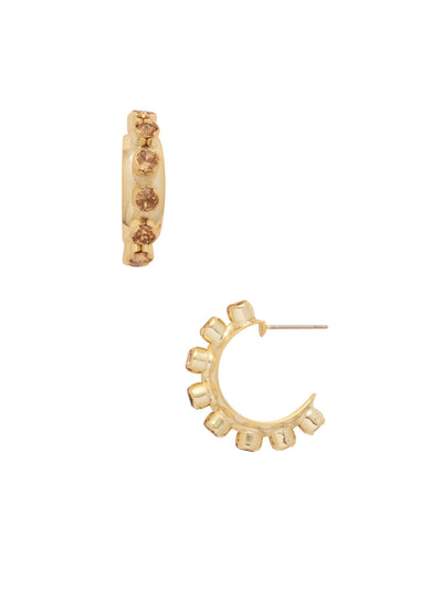 Marnie Hoop Earring - EFA2BGMS - <p>The Marnie Huggie Hoop Earrings feature a tiny open hoop lined with crystals. From Sorrelli's Maple Syrup collection in our Bright Gold-tone finish.</p>