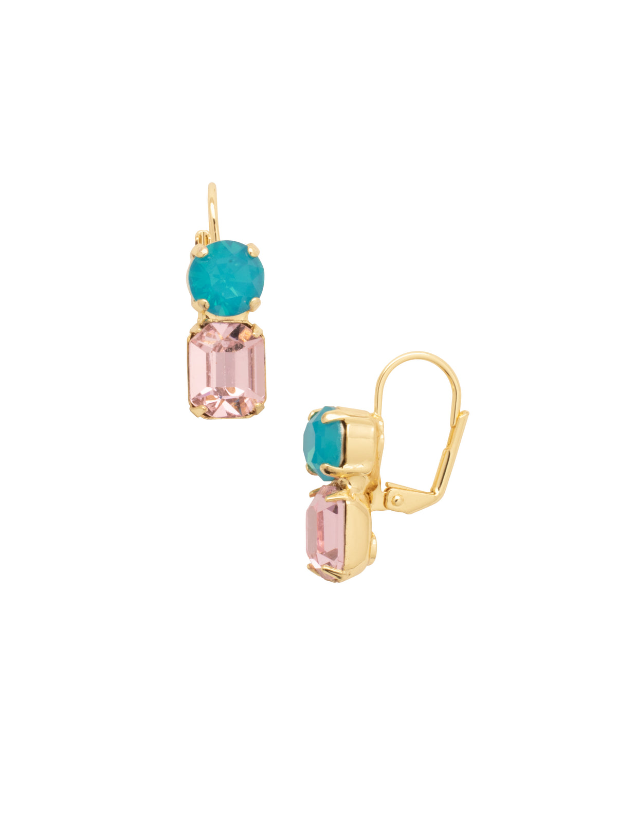 Miriam Dangle Earring - EFC44BGCON - <p>The Miriam Dangle Earrings feature an emerald and round cut crystal on a lever back French wire. From Sorrelli's Confetti  collection in our Bright Gold-tone finish.</p>