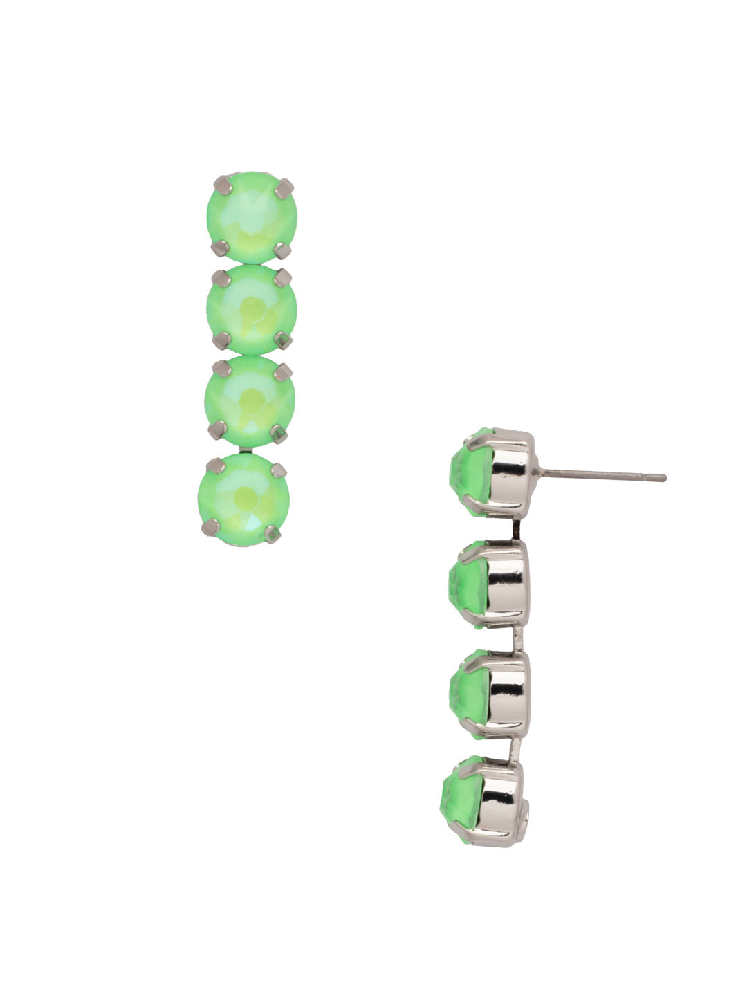 Matilda Dangle Earrings - EFH1PDETG - <p>The Matilda Dangle Earrings feature a row of 4 round cut crystals on a post. From Sorrelli's Electric Green  collection in our Palladium finish.</p>