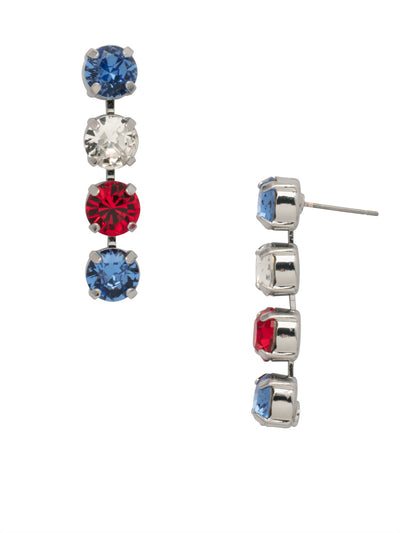 Matilda Dangle Earrings - EFH1PDUSA - <p>The Matilda Dangle Earrings feature a row of 4 round cut crystals on a post. From Sorrelli's Stars and Stripes collection in our Palladium finish.</p>