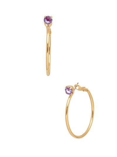 Mini Serafina Hoop Earrings - EFJ1BGBRC - <p>The Mini Serafina Hoop Earrings feature a classic metal hoop with a single round cut crystal. From Sorrelli's Berry Crush collection in our Bright Gold-tone finish.</p>