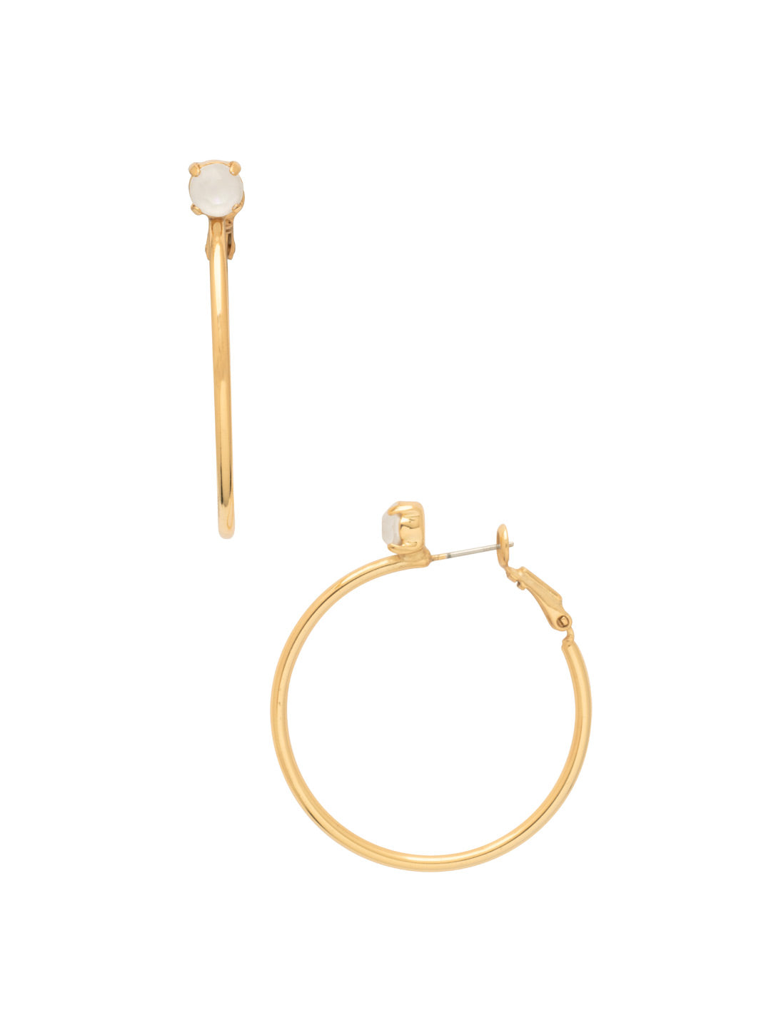 Mini Serafina Hoop Earrings - EFJ1BGICL - <p>The Mini Serafina Hoop Earrings feature a classic metal hoop with a single round cut crystal. From Sorrelli's Icicle collection in our Bright Gold-tone finish.</p>