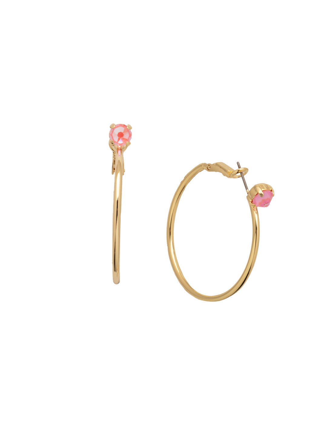 Mini Serafina Hoop Earrings - EFJ1BGLRD - <p>The Mini Serafina Hoop Earrings feature a classic metal hoop with a single round cut crystal. From Sorrelli's Light Rose Delite collection in our Bright Gold-tone finish.</p>