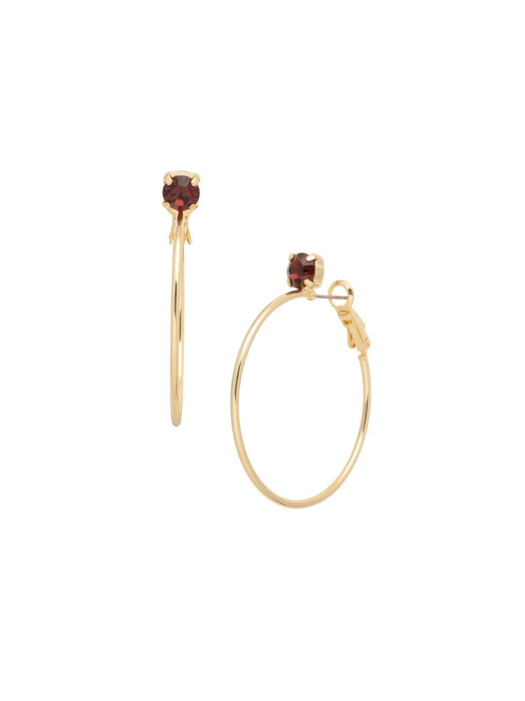 Mini Serafina Hoop Earrings - EFJ1BGMS - <p>The Mini Serafina Hoop Earrings feature a classic metal hoop with a single round cut crystal. From Sorrelli's Maple Syrup collection in our Bright Gold-tone finish.</p>