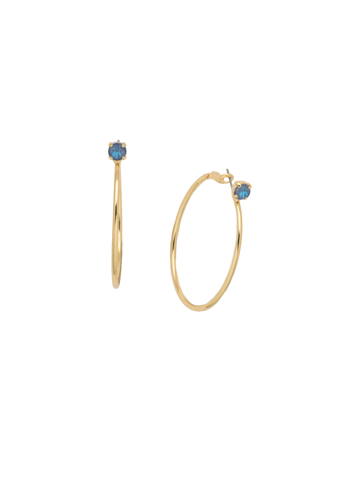 Mini Serafina Hoop Earrings - EFJ1BGOCD - <p>The Mini Serafina Hoop Earrings feature a classic metal hoop with a single round cut crystal. From Sorrelli's Ocean Delite collection in our Bright Gold-tone finish.</p>