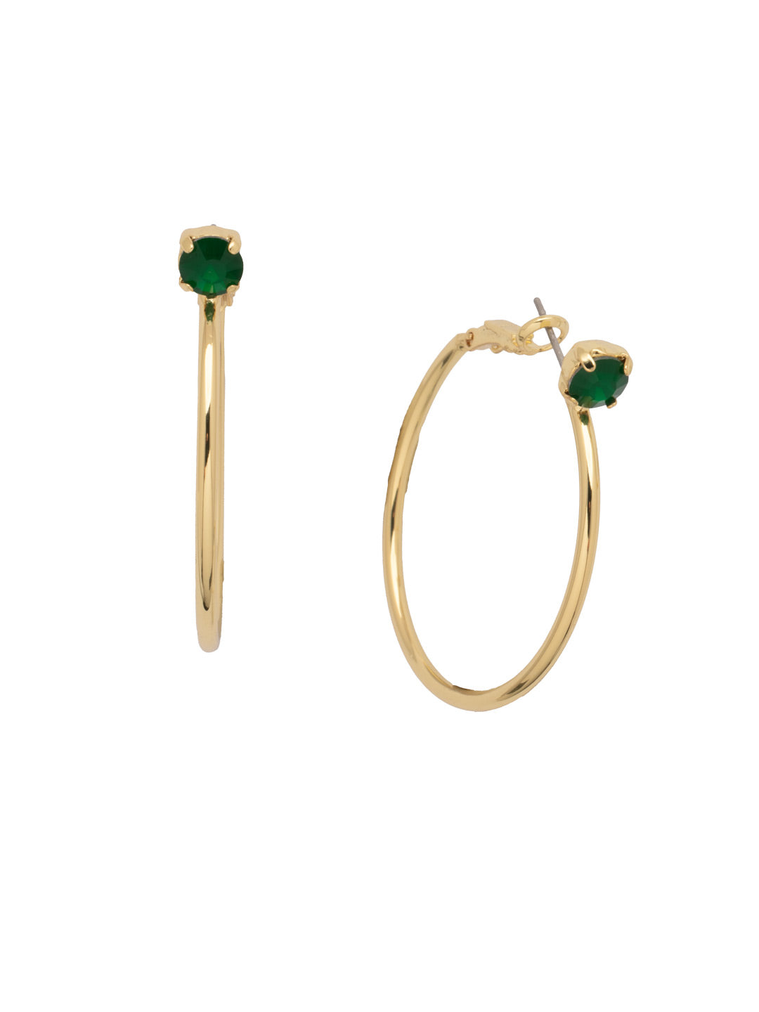 Mini Serafina Hoop Earrings - EFJ1BGPGO - <p>The Mini Serafina Hoop Earrings feature a classic metal hoop with a single round cut crystal. From Sorrelli's Palace Green Opal collection in our Bright Gold-tone finish.</p>