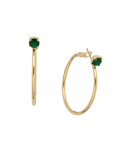 Mini Serafina Hoop Earrings - EFJ1BGPGO - <p>The Mini Serafina Hoop Earrings feature a classic metal hoop with a single round cut crystal. From Sorrelli's Palace Green Opal collection in our Bright Gold-tone finish.</p>