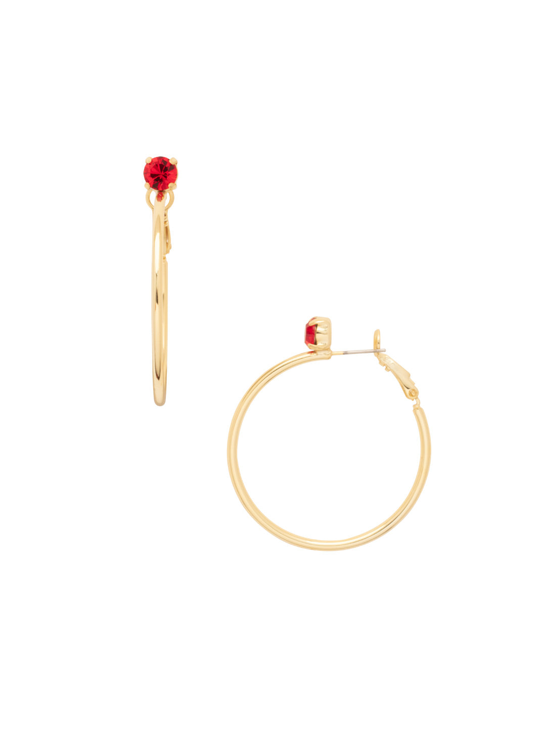 Mini Serafina Hoop Earrings - EFJ1BGRCP - <p>The Mini Serafina Hoop Earrings feature a classic metal hoop with a single round cut crystal. From Sorrelli's Red Carpet collection in our Bright Gold-tone finish.</p>