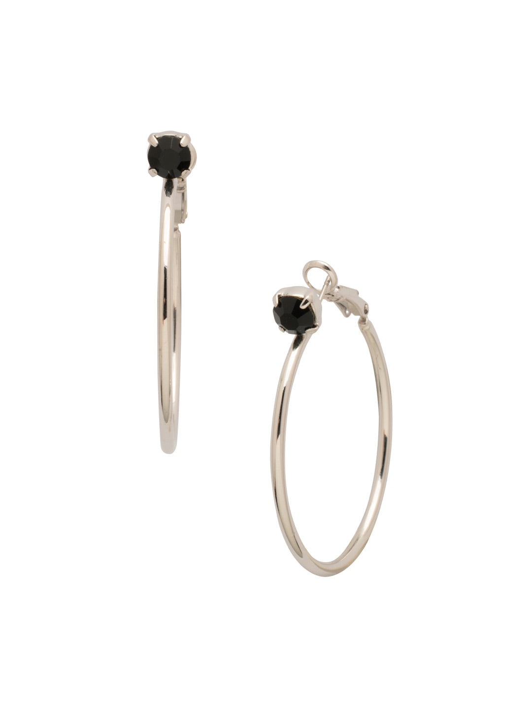 Mini Serafina Hoop Earrings - EFJ1PDEM - <p>The Mini Serafina Hoop Earrings feature a classic metal hoop with a single round cut crystal. From Sorrelli's Evening Moon collection in our Palladium finish.</p>