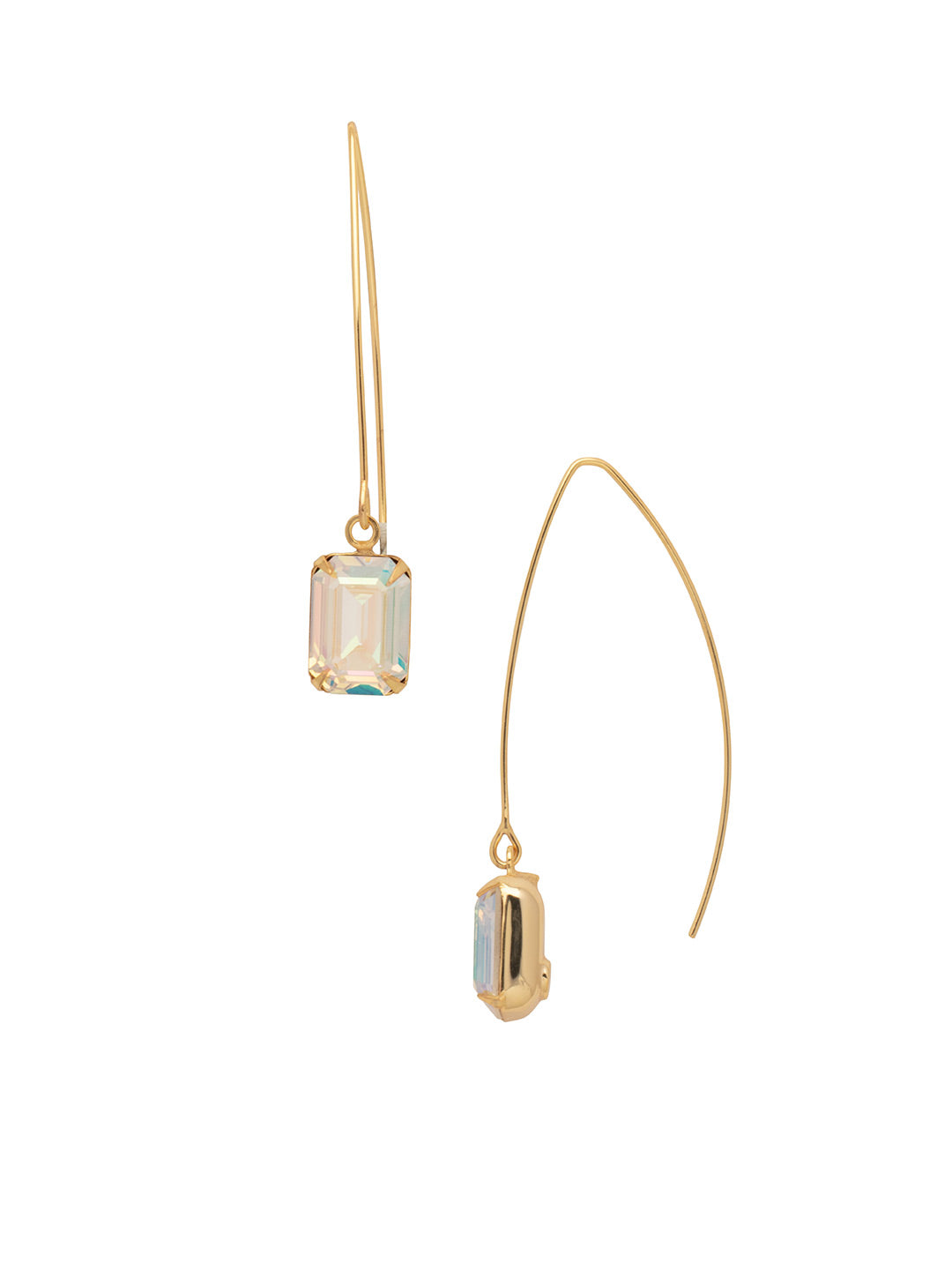 Bobbi Threader Dangle Earrings - EFK40BGCAB - <p>The Bobbi Threader Dangle Earrings feature an emerald cut stone on the end of a long threader style French wire. From Sorrelli's Crystal Aurora Borealis collection in our Bright Gold-tone finish.</p>