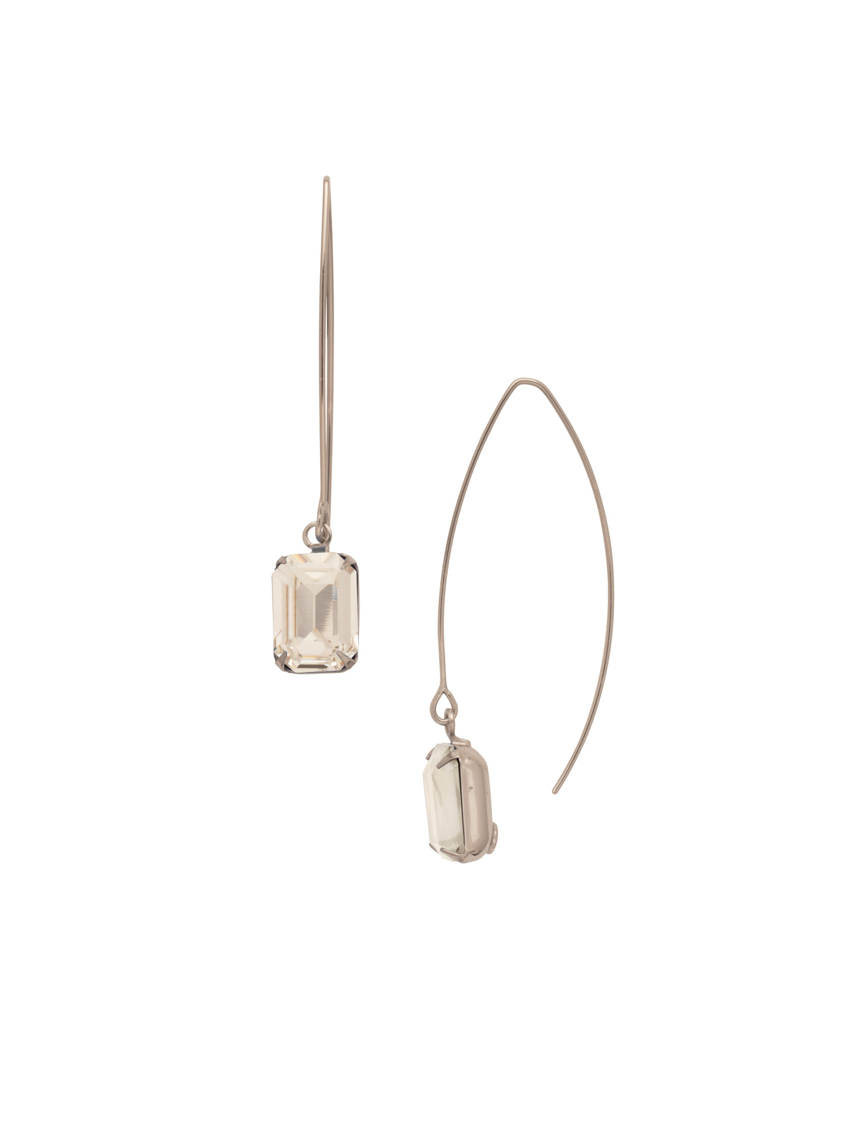 Bobbi Threader Dangle Earrings - EFK40PDCRY - <p>The Bobbi Threader Dangle Earrings feature an emerald cut stone on the end of a long threader style French wire. From Sorrelli's Crystal collection in our Palladium finish.</p>