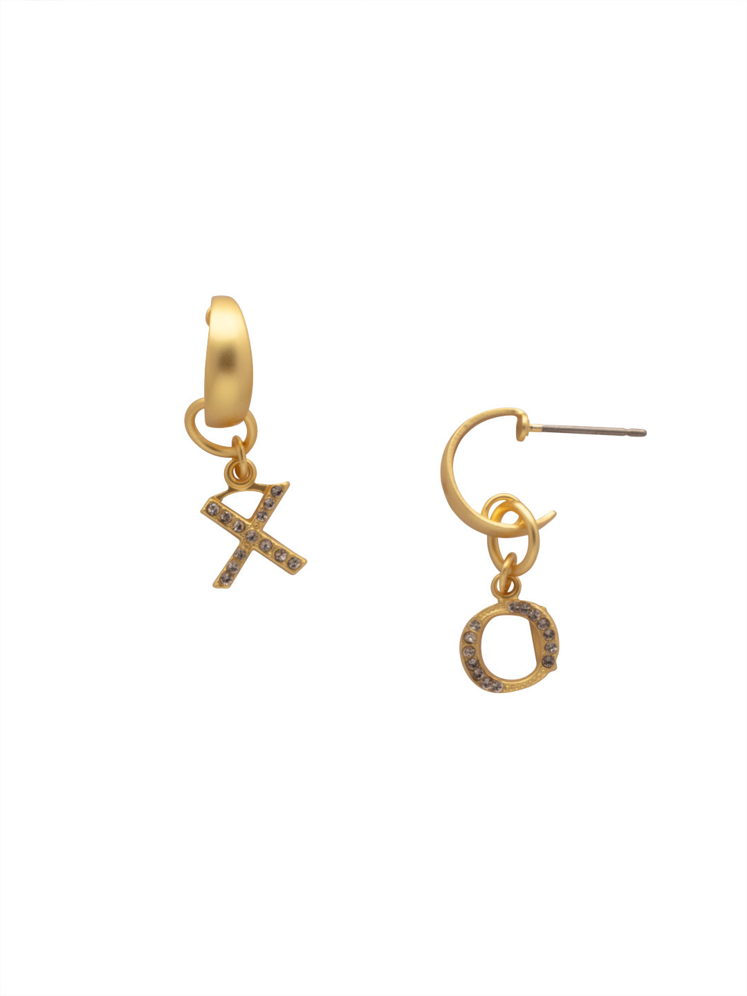 Handmade Gold Plated Pearl CZ Hoop w/ letter initial dangle Earrings V –  AnChus