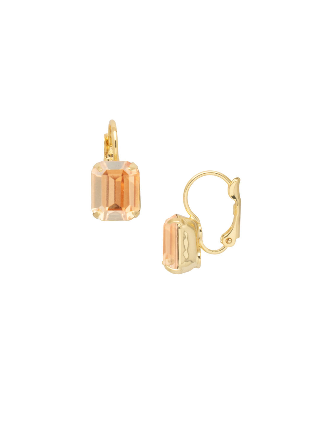 Octavia Dangle Earrings - EFK6BGDCH - <p>The Octavia Dangle Earrings feature a small emerald cut crystal dangling from a lever-back French wire. From Sorrelli's Dark Champagne collection in our Bright Gold-tone finish.</p>