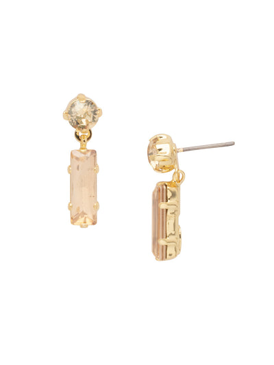 Bindi Studded Dangle Earrings - EFL13BGDCH - <p>The Bindi Studded Dangle Earrings feature a baguette bar crystal dangling from a round crystal on a post. From Sorrelli's Dark Champagne collection in our Bright Gold-tone finish.</p>