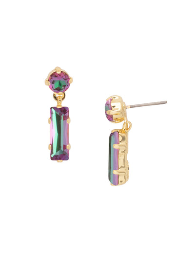 Bindi Studded Dangle Earrings - EFL13BGHEL - <p>The Bindi Studded Dangle Earrings feature a baguette bar crystal dangling from a round crystal on a post. From Sorrelli's Heliotrope collection in our Bright Gold-tone finish.</p>