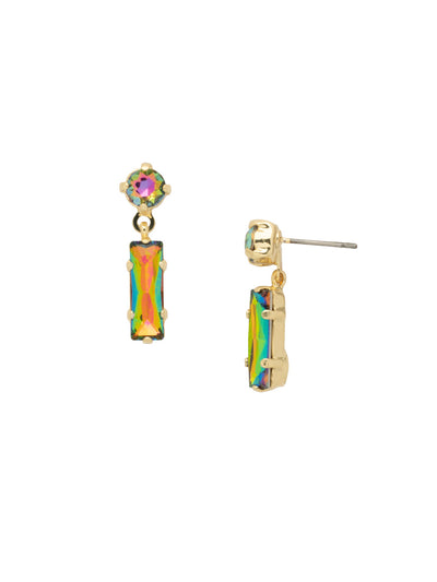 Bindi Studded Dangle Earrings - EFL13BGVO - <p>The Bindi Studded Dangle Earrings feature a baguette bar crystal dangling from a round crystal on a post. From Sorrelli's Volcano collection in our Bright Gold-tone finish.</p>