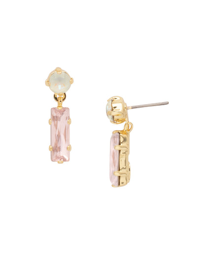 Bindi Studded Dangle Earrings - EFL13MGGGO - <p>The Bindi Studded Dangle Earrings feature a baguette bar crystal dangling from a round crystal on a post. From Sorrelli's Golden Goddess collection in our Matte Gold-tone finish.</p>