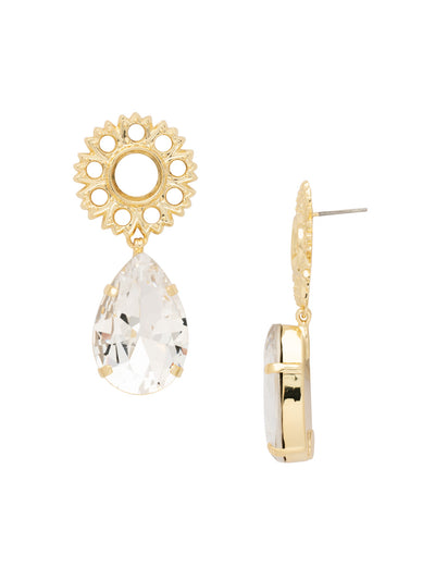 Heather Statement Earrings - EFL16BGCRY - <p>The Heather Statement Earrings feature a pear-cut crystal dangling from a metal detailed ring on a post. From Sorrelli's Crystal collection in our Bright Gold-tone finish.</p>