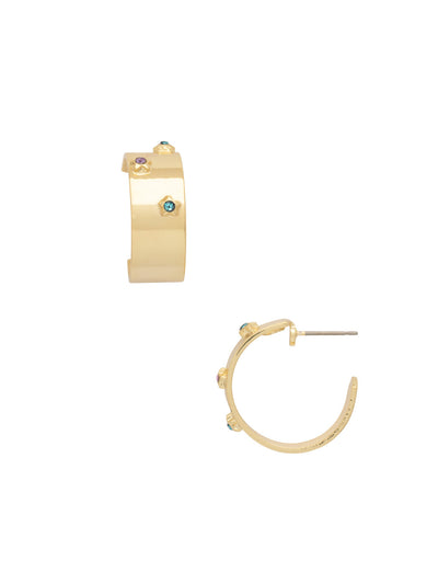 Dani Star Studded Hoop Earrings - EFM10BGBRC - <p>The Dani Star-Studded Hoop Earrings feature a chunky metal hoop with crystal star embellishments From Sorrelli's Berry Crush collection in our Bright Gold-tone finish.</p>