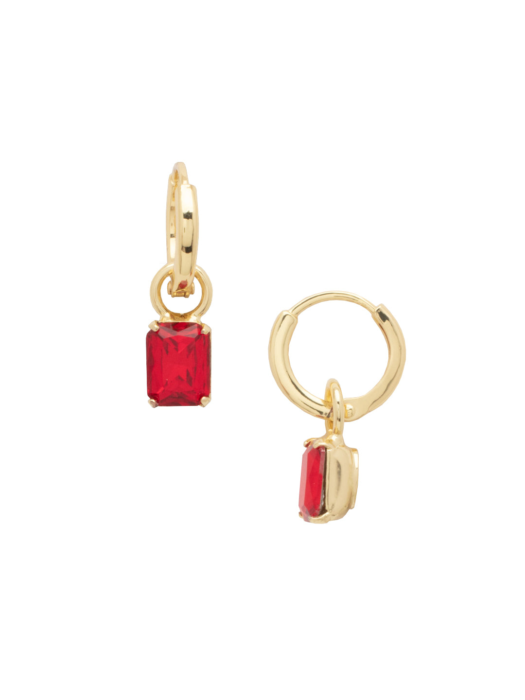 Octavia Huggie Hoop Earrings - EFM13BGFIS - <p>The Octavia Huggie Hoop Earrings feature a removable emerald cut crystal on a dainty huggie hoop. From Sorrelli's Fireside collection in our Bright Gold-tone finish.</p>