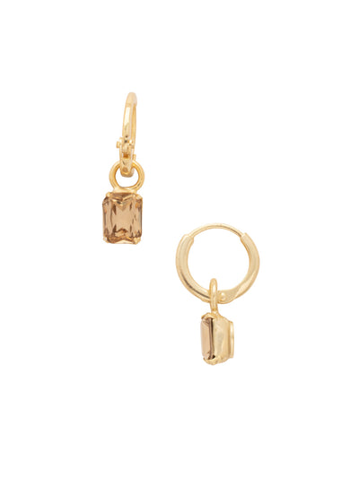 Mini Emerald Huggie Hoop Earrings - EFM13BGMS - <p>The Mini Emerald Huggie Hoop Earrings feature a removable mini emerald cut crystal on a dainty huggie hoop. From Sorrelli's Maple Syrup collection in our Bright Gold-tone finish.</p>