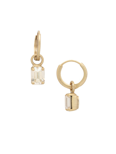 Mini Emerald Huggie Hoop Earrings - EFM13MGGGO - <p>The Mini Emerald Huggie Hoop Earrings feature a mini emerald cut crystal on a dainty huggie hoop. From Sorrelli's Golden Goddess collection in our Matte Gold-tone finish.</p>