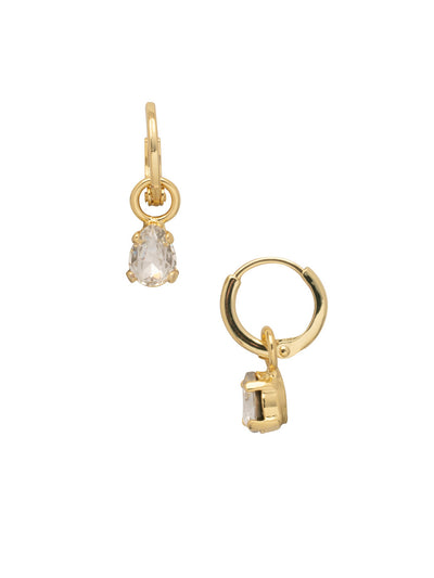 Petite Pear Huggie Hoop Earrings - EFM16BGCRY - <p>The Petite Pear Huggie Hoop Earrings feature a removable petite pear cut crystal on a dainty huggie hoop. From Sorrelli's Crystal collection in our Bright Gold-tone finish.</p>