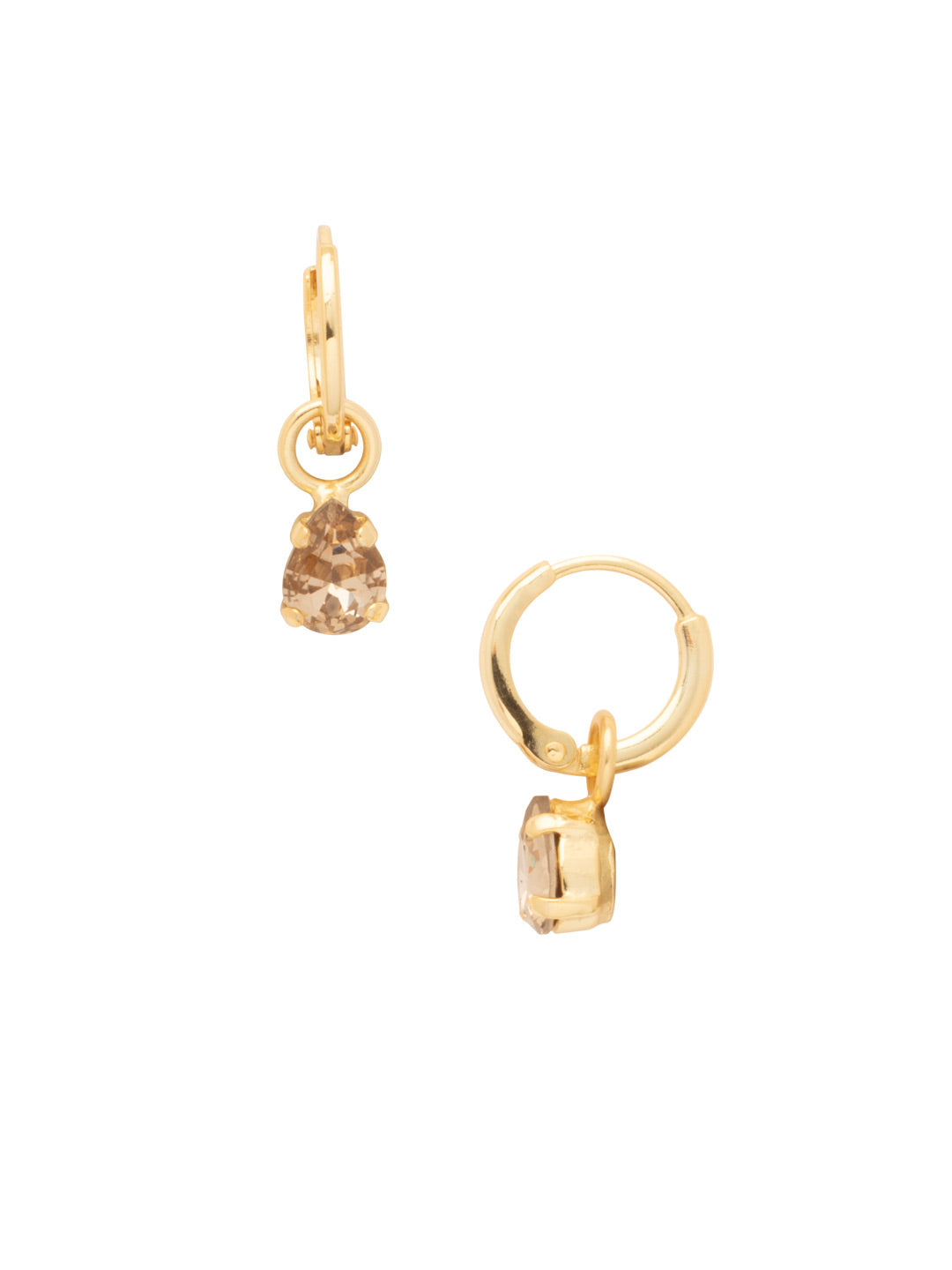 Petite Pear Huggie Hoop Earrings - EFM16BGMS - <p>The Petite Pear Huggie Hoop Earrings feature a removable petite pear cut crystal on a dainty huggie hoop. From Sorrelli's Maple Syrup collection in our Bright Gold-tone finish.</p>