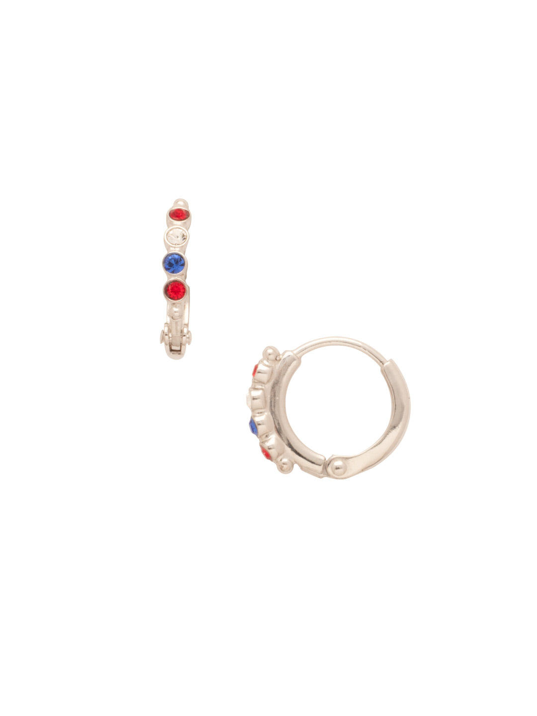 Mini Embellished Huggie Hoop Earrings - EFN6PDUSA - <p>The Mini Embellished Huggie Hoop Earrings feature small crystal embellishments on a tiny huggie hoop. From Sorrelli's Stars and Stripes collection in our Palladium finish.</p>