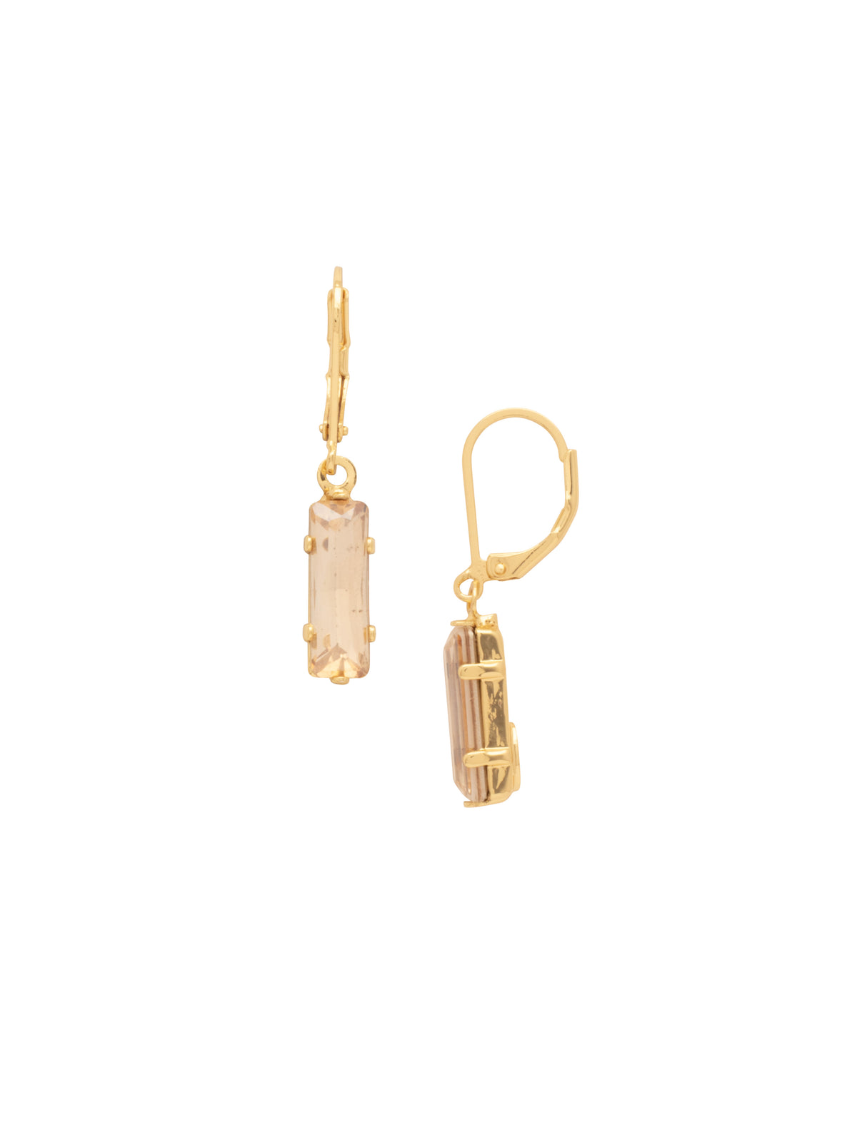 Bindi Dangle Earrings - EFP13BGDCH - <p>The Bindi Dangle Earrings feature a single baguette cut crystal on a lever-back French wire. From Sorrelli's Dark Champagne collection in our Bright Gold-tone finish.</p>