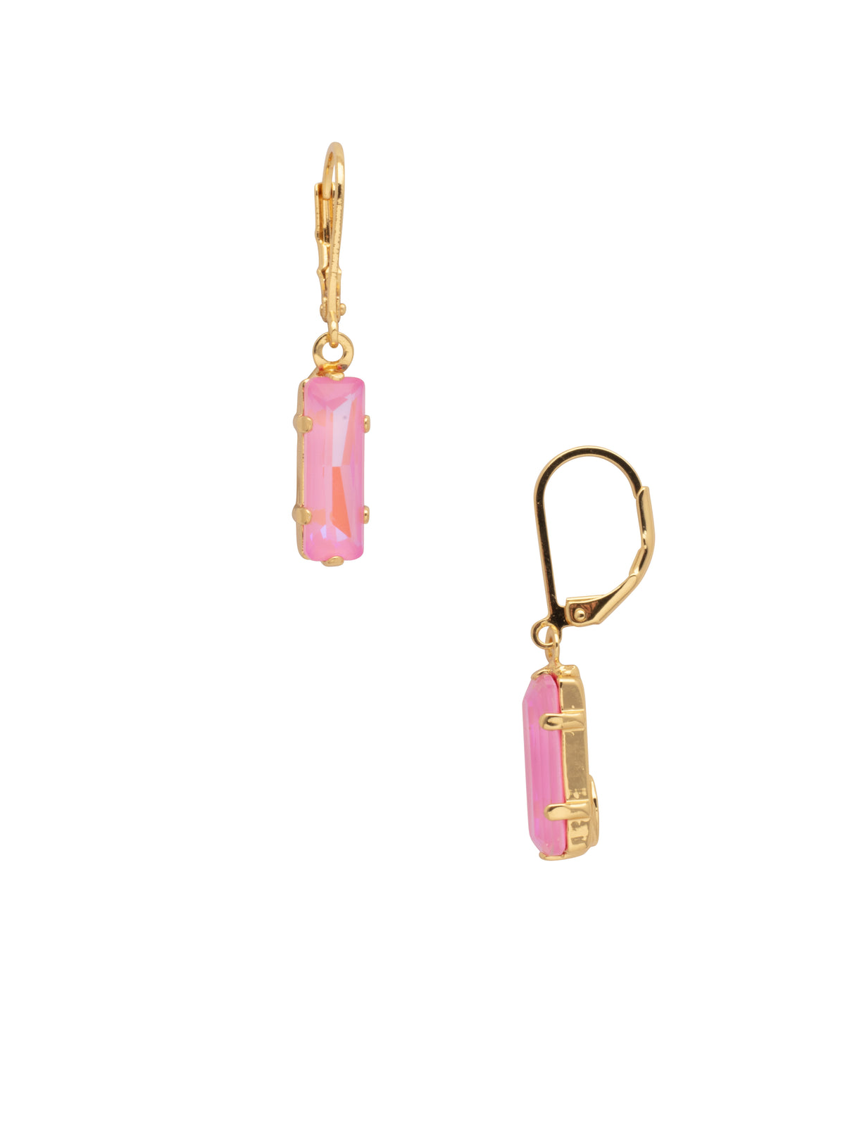 Bindi Dangle Earrings - EFP13BGLRD - <p>The Bindi Dangle Earrings feature a single baguette cut crystal on a lever-back French wire. From Sorrelli's Light Rose Delite collection in our Bright Gold-tone finish.</p>