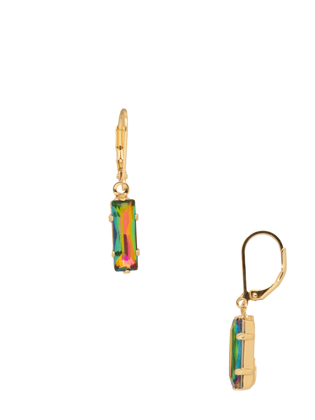 Bindi Dangle Earrings - EFP13BGVO - <p>The Bindi Dangle Earrings feature a single baguette cut crystal on a lever-back French wire. From Sorrelli's Volcano collection in our Bright Gold-tone finish.</p>