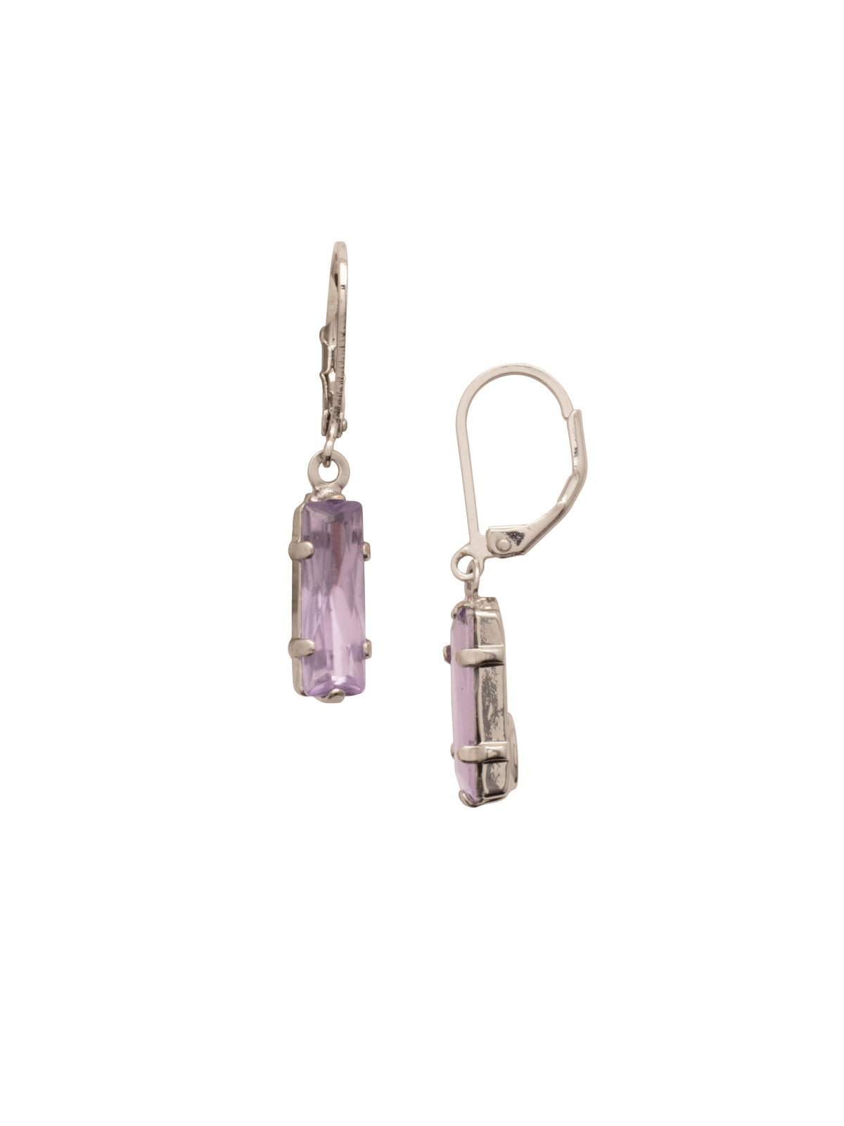 Bindi Dangle Earrings - EFP13PDLCH - <p>The Bindi Dangle Earrings feature a single baguette cut crystal on a lever-back French wire. From Sorrelli's Lilac Champagne collection in our Palladium finish.</p>